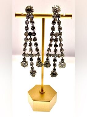Vintage Sarah Coventry Rhinestone Dangle Clip-On Earrings Chandelier MCM